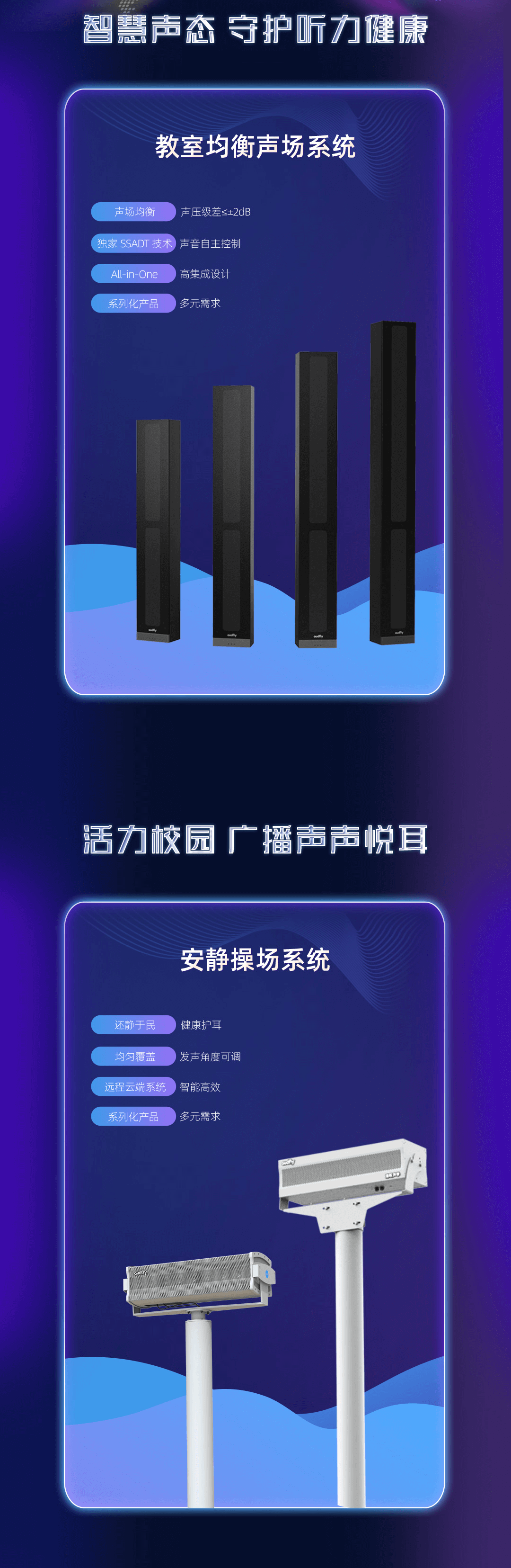 操場定向音箱，教室音響均衡擴聲