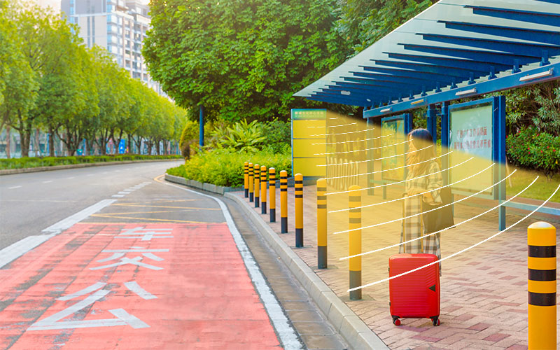 公交站臺，定向擴聲音箱