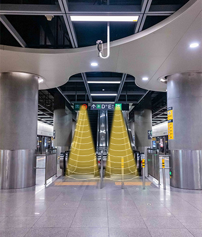 地鐵定向揚(yáng)聲器定向發(fā)聲示意圖