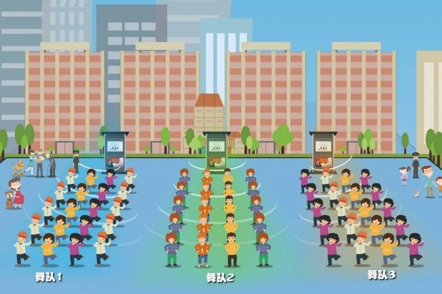 廣場舞定向音響,定向發聲分區效果